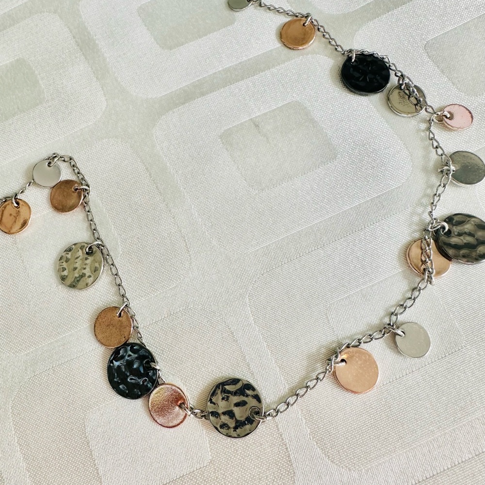 Nine West Gold, Silver, Brass Charms Necklace